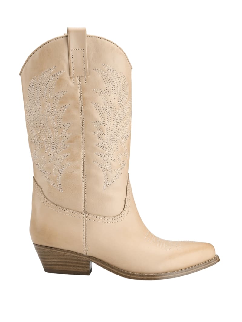 Guess Gallen Leather Knee-High Cowgirl Women's Boots Beige | 1420-DRBUP