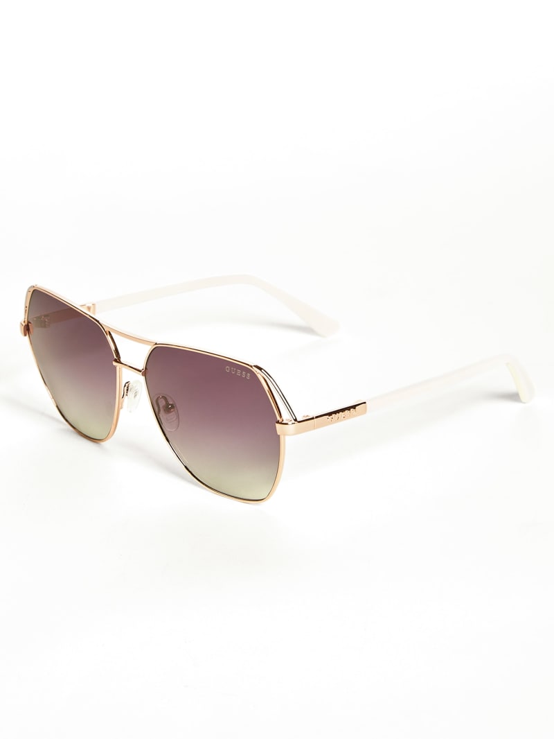 Guess Geometric Aviator Women's Sunglasses Gold | 7295-ZCYDU