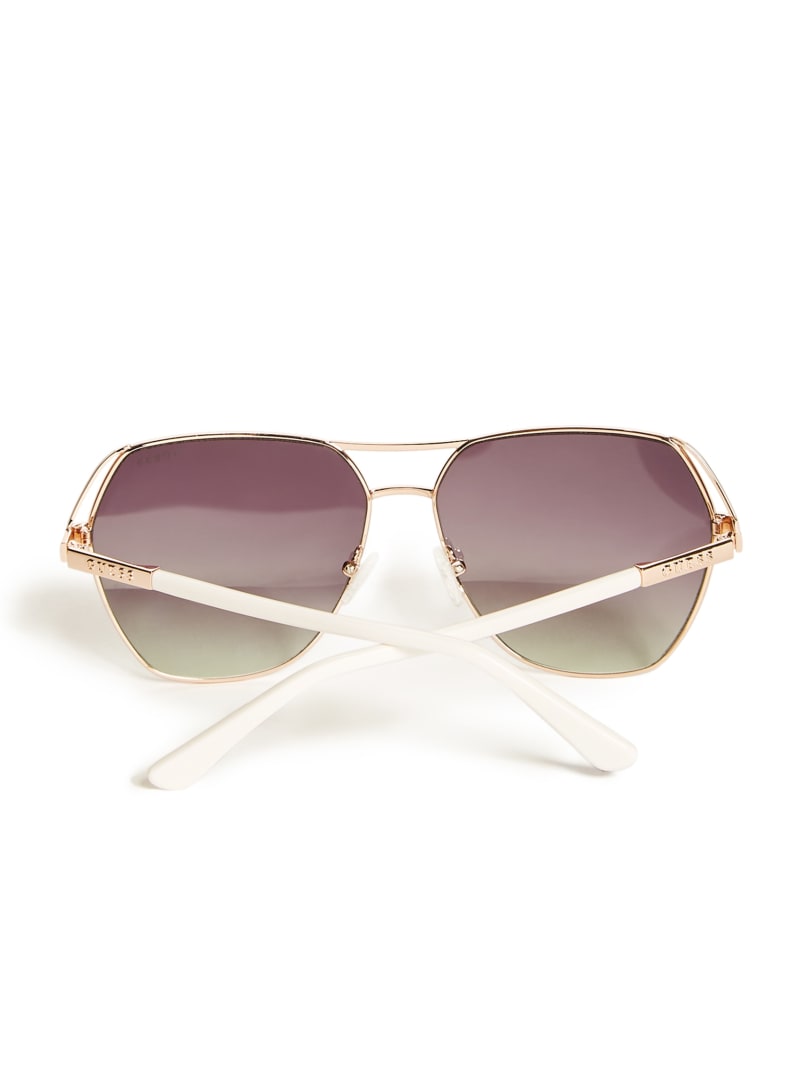 Guess Geometric Aviator Women's Sunglasses Gold | 7295-ZCYDU