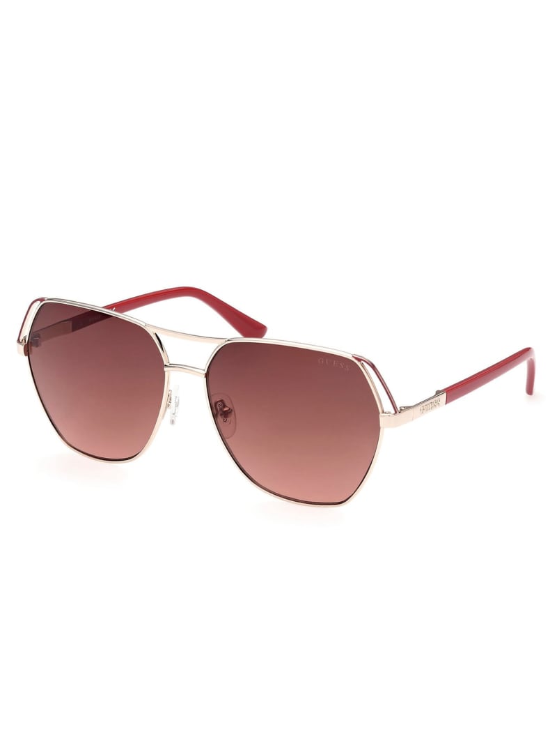 Guess Geometric Aviator Women's Sunglasses Rose Gold | 7982-TUEJM