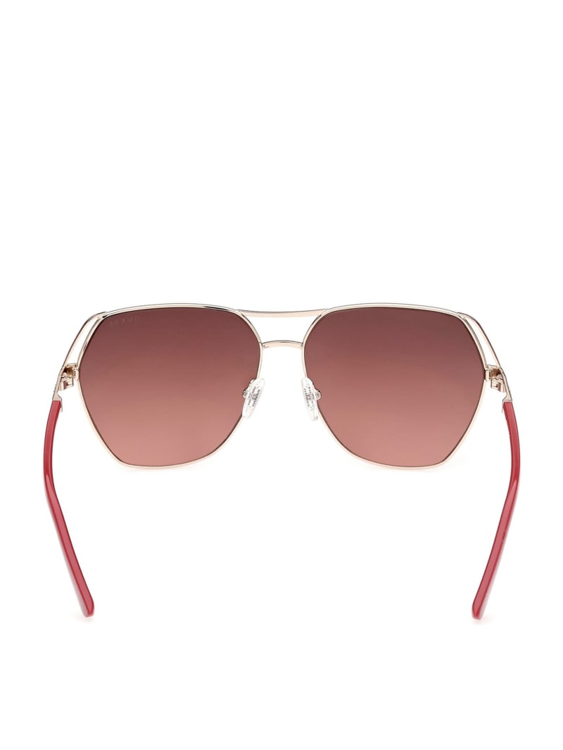 Guess Geometric Aviator Women's Sunglasses Rose Gold | 7982-TUEJM