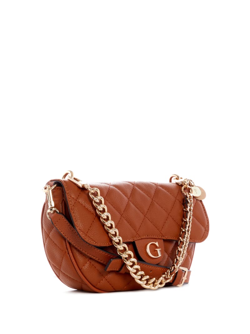 Guess Gillian Quilted Flap Women's Crossbody Bags Brown | 1529-HATBU