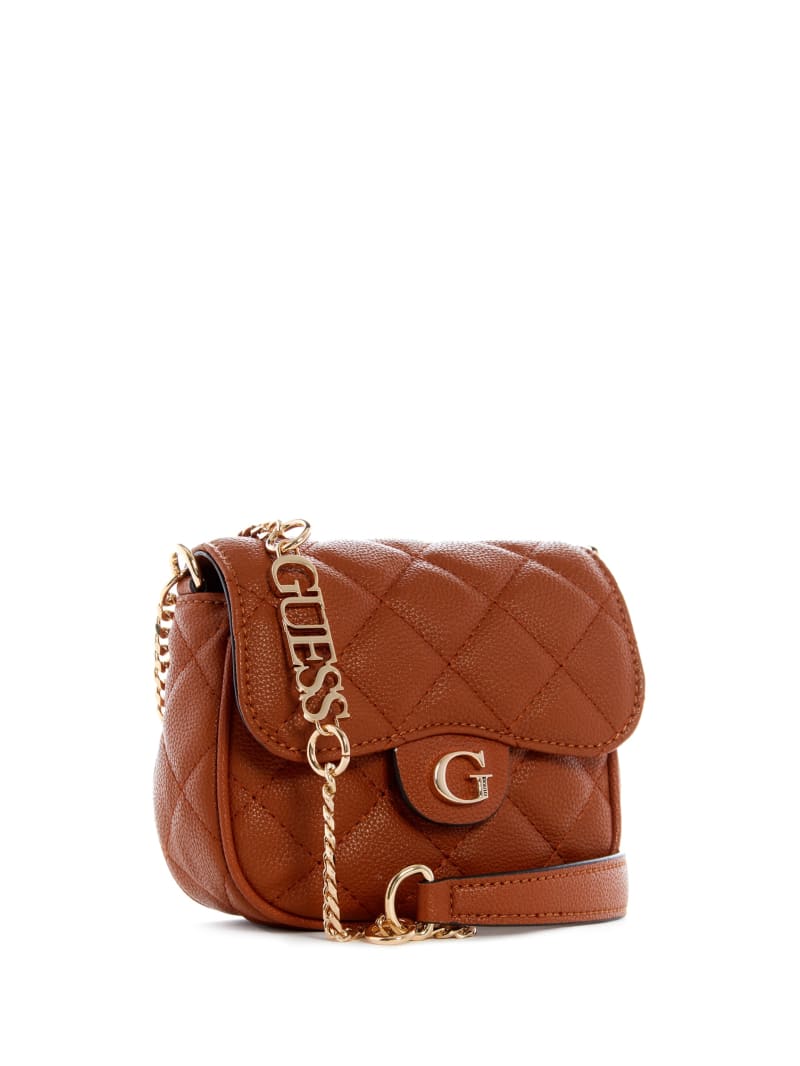 Guess Gillian Quilted Flap Women's Crossbody Bags Brown | 5670-ONZEU