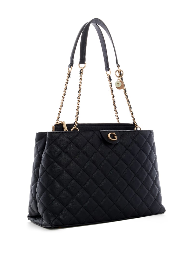 Guess Gillian Quilted High Society Women's Satchel Bags Black | 0583-GVANC