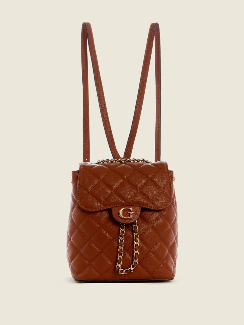 Guess Gillian Quilted Women\'s Backpacks Brown | 6807-VGXUZ