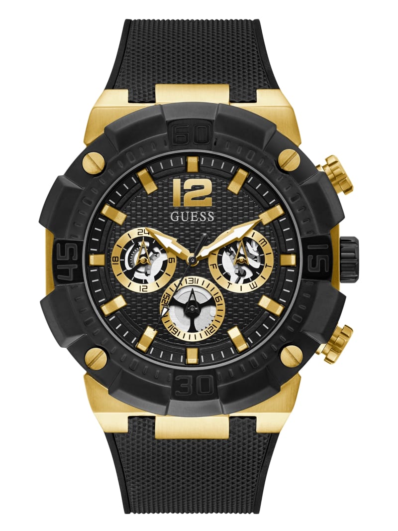 Guess Gold-Tone And Multifunction Men\'s Watches Black | 7945-SKTBL