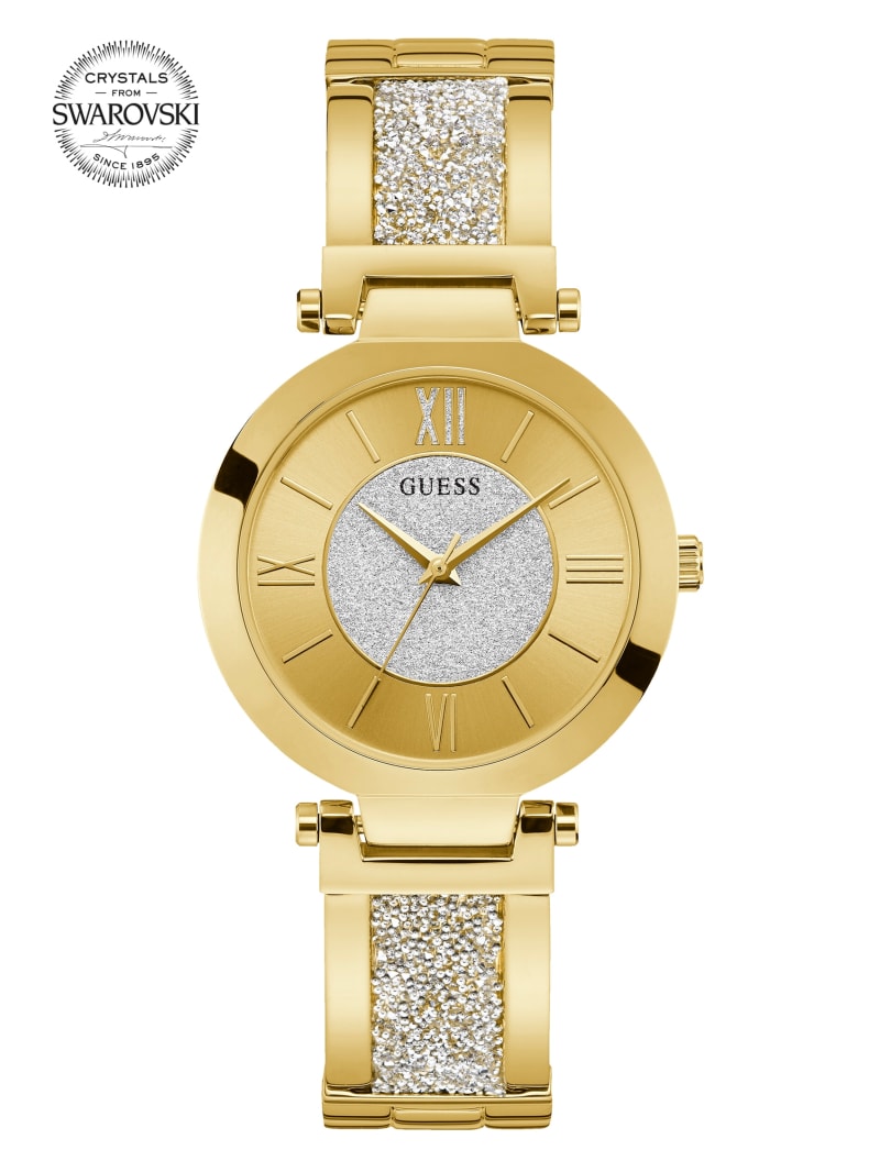 Guess Gold-Tone Crystal Bangle Analog Women\'s Watches Gold | 5291-SEWUD