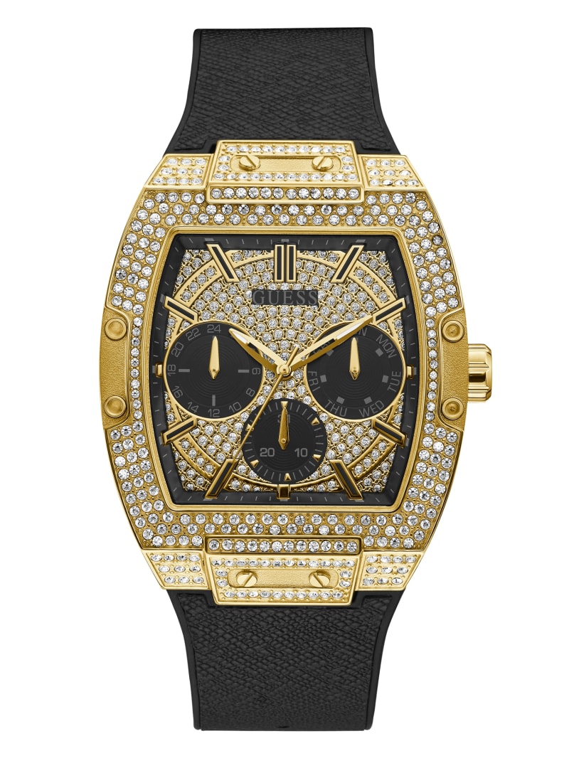 Guess Gold-Tone Crystal Multifunction Men's Watches Black | 9250-EYLXN