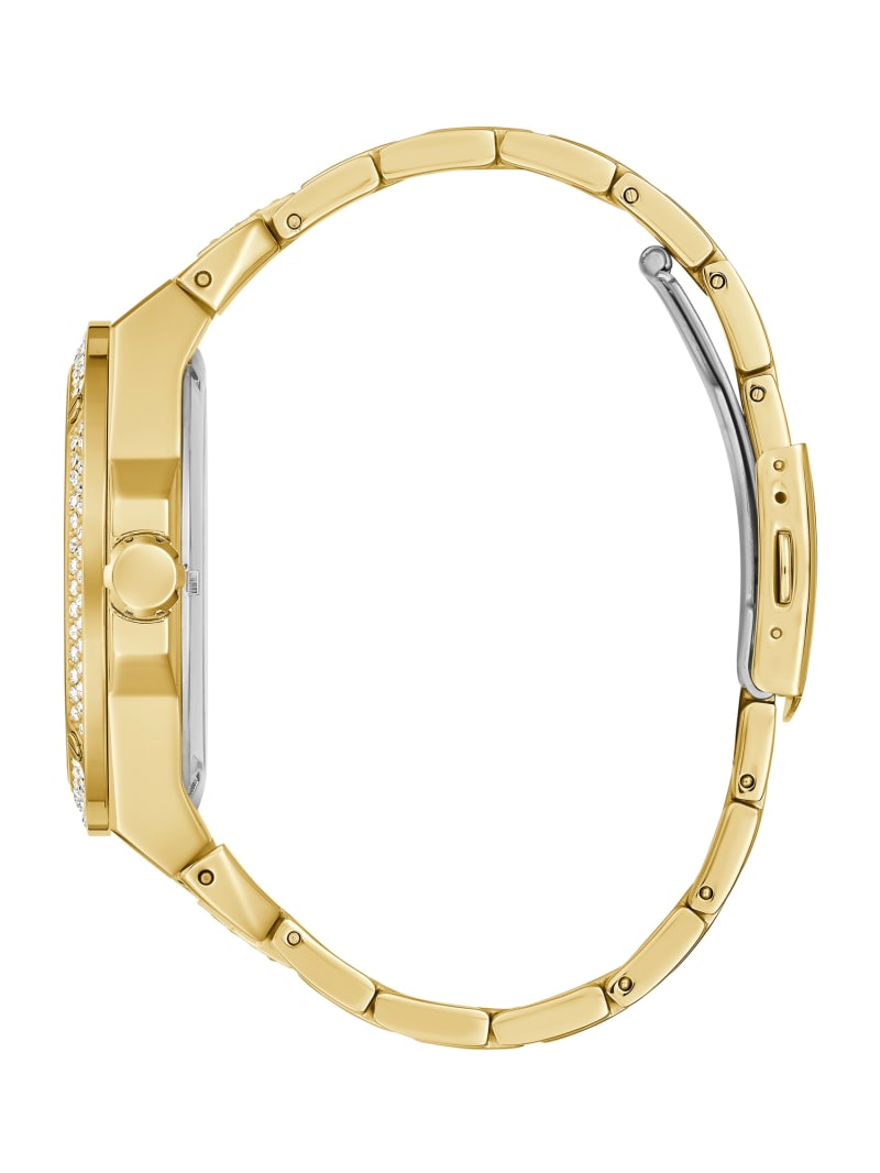 Guess Gold-Tone Exposed Dial Analog Men's Watches Gold | 1045-OXBEL