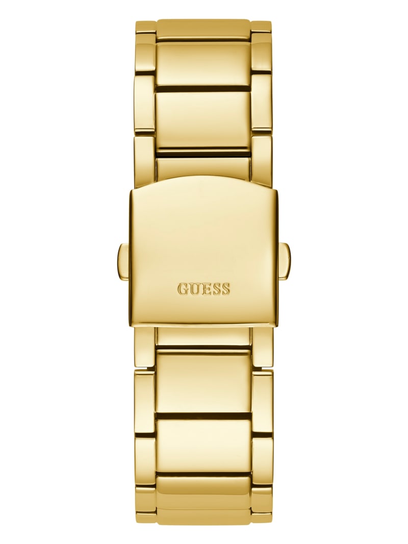 Guess Gold-Tone Exposed Dial Analog Men's Watches Gold | 1045-OXBEL