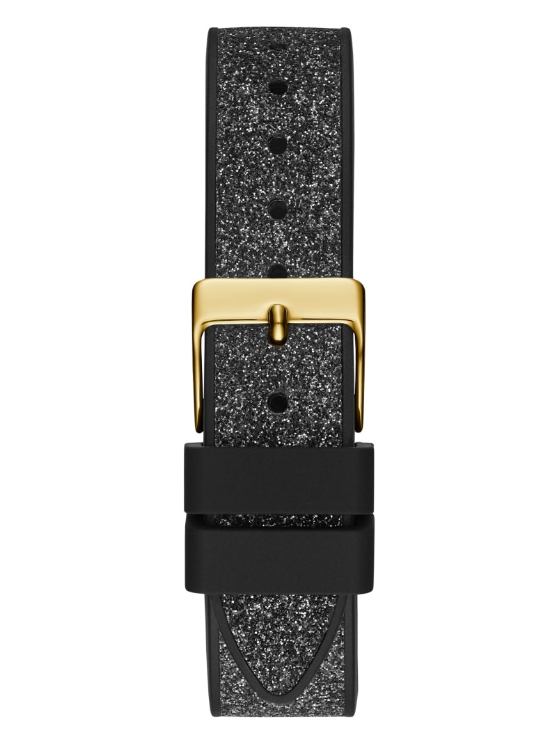 Guess Gold-Tone and Shimmer Analog Women's Watches Black | 8013-QPXHI