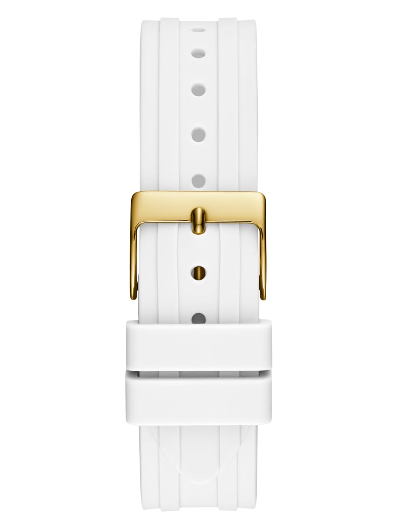 Guess Gold-Tone and White Silicone Multifunction Women's Watches Gold | 9258-CXIQO