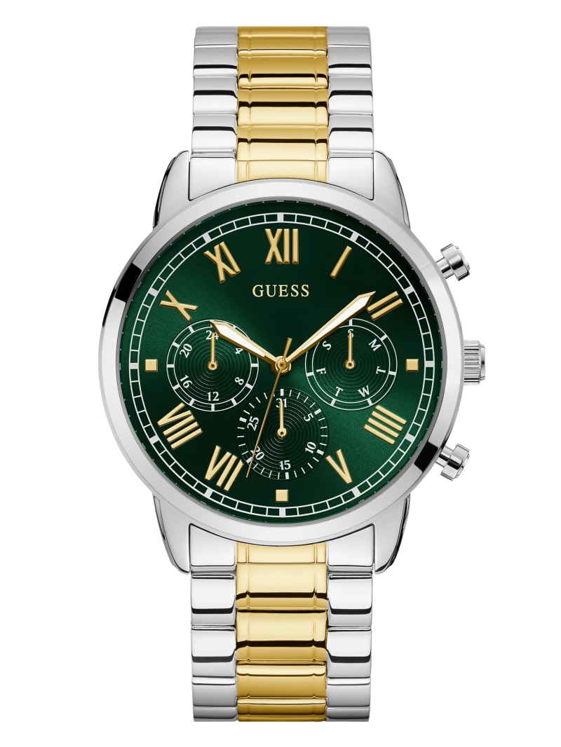 Guess Green Two-Tone Multifunction Men\'s Watches Silver | 5274-APMUG