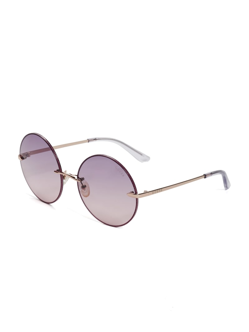 Guess Greyson Glitter Trim Round Women's Sunglasses Wash | 6740-BMGFQ