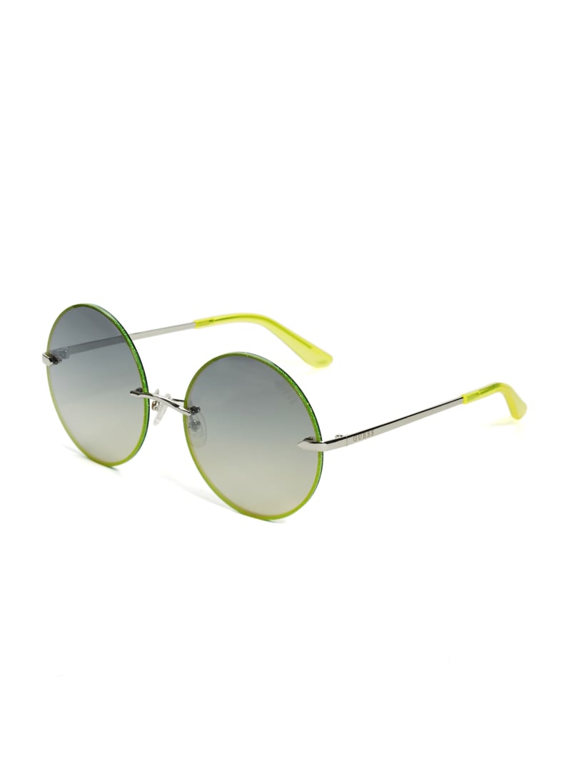 Guess Greyson Glitter Trim Round Women's Sunglasses Yellow | 7032-SEFKC