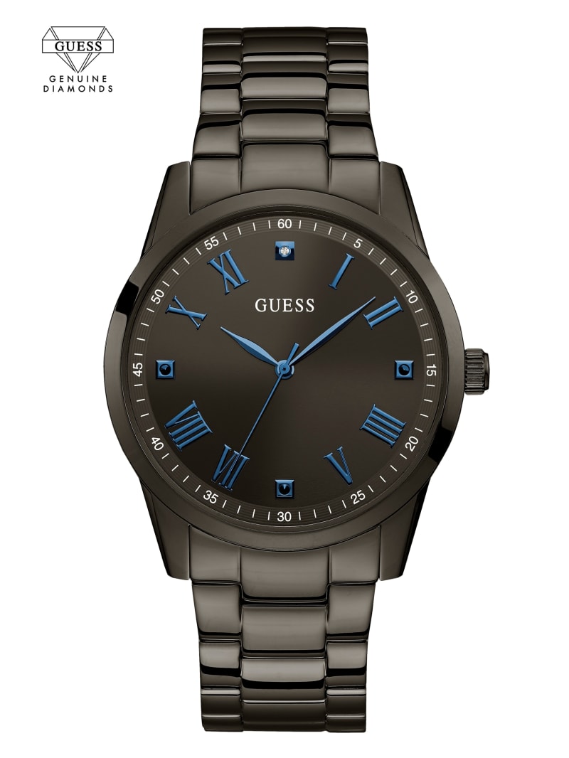 Guess Gunmetal And Blue Analog Men\'s Watches Black | 7134-YPHZW