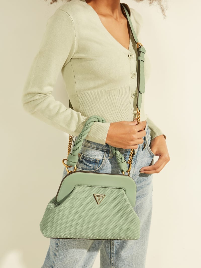 Guess Hassie Frame Women's Crossbody Bags Olive | 0835-SVFZN