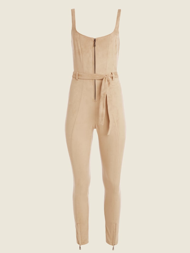 Guess Hex Faux-Suede Jumpsuit Women's Dress Beige | 1583-FCGWN