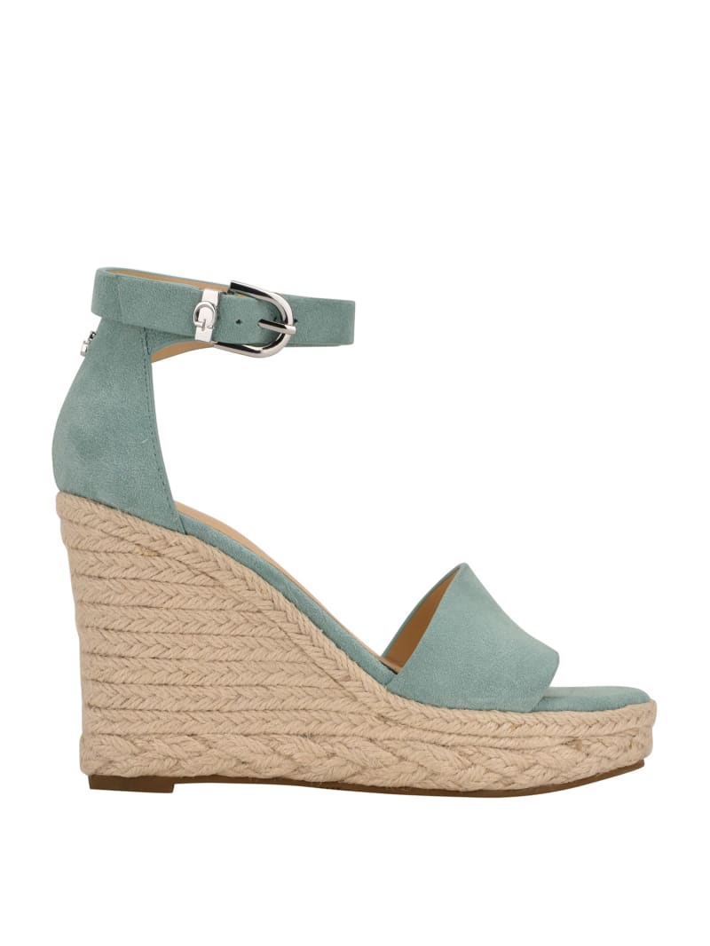 Guess Hidy Suede Espadrille Women's Wedges Green | 9607-QBKCZ