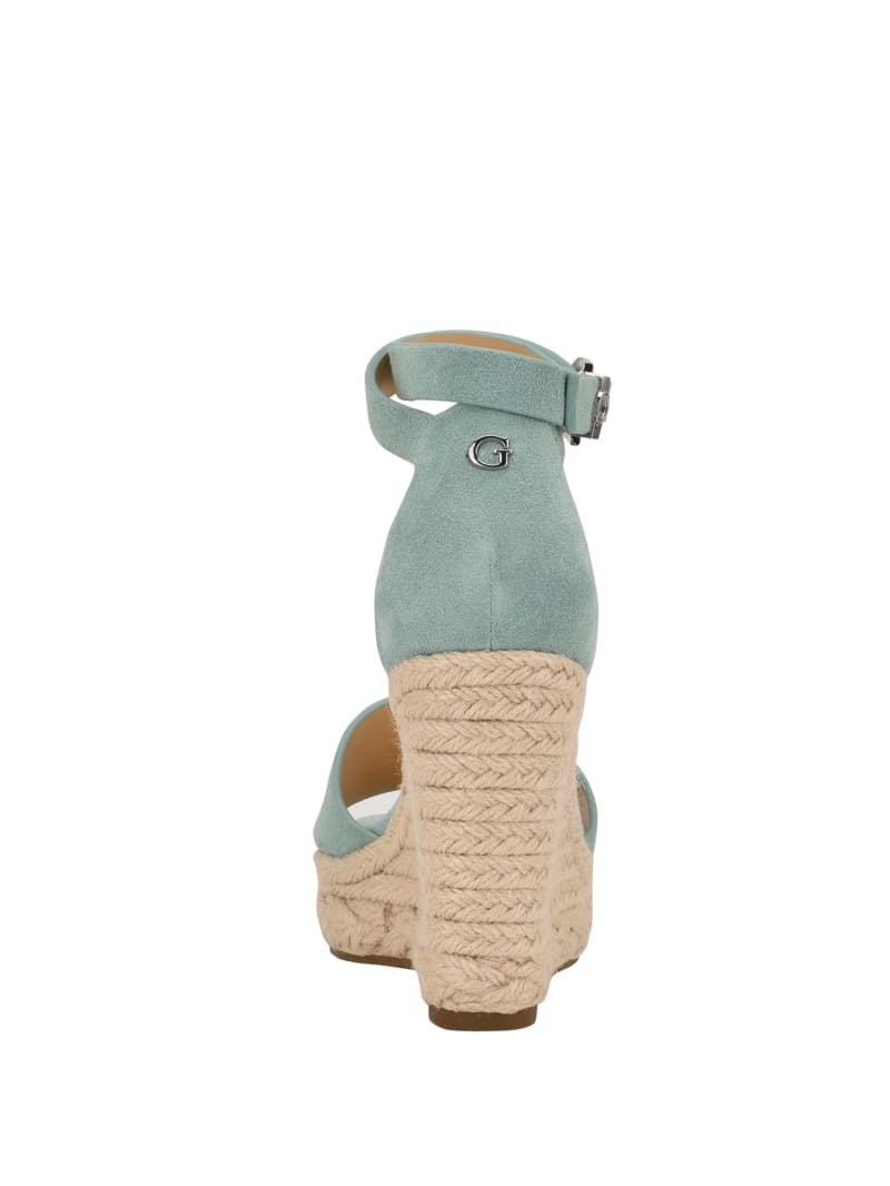 Guess Hidy Suede Espadrille Women's Wedges Green | 9607-QBKCZ