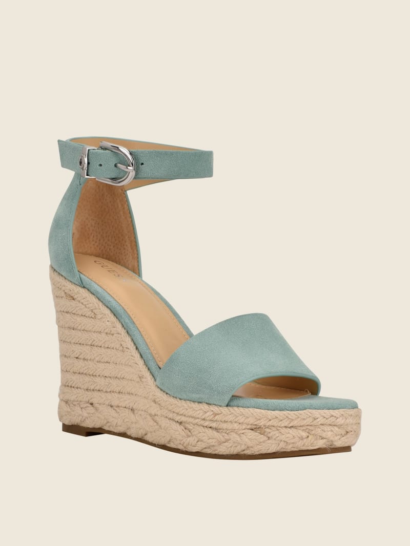 Guess Hidy Suede Espadrille Women\'s Wedges Green | 9607-QBKCZ