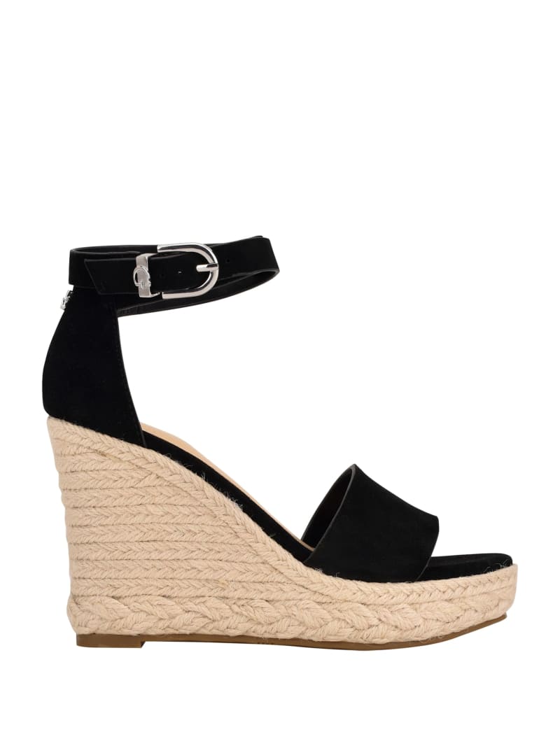 Guess Hidy Suede Espadrille Women's Wedges Black | 9738-KJZSN