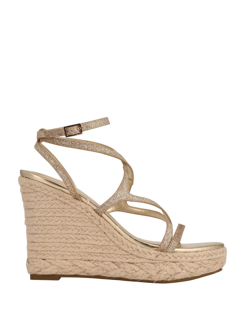 Guess Hirani Strappy Espadrille Women's Wedges Gold | 0318-CWDGY