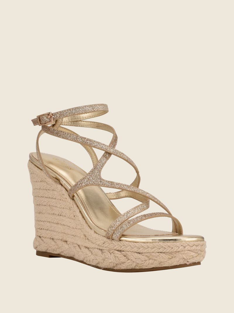 Guess Hirani Strappy Espadrille Women\'s Wedges Gold | 0318-CWDGY