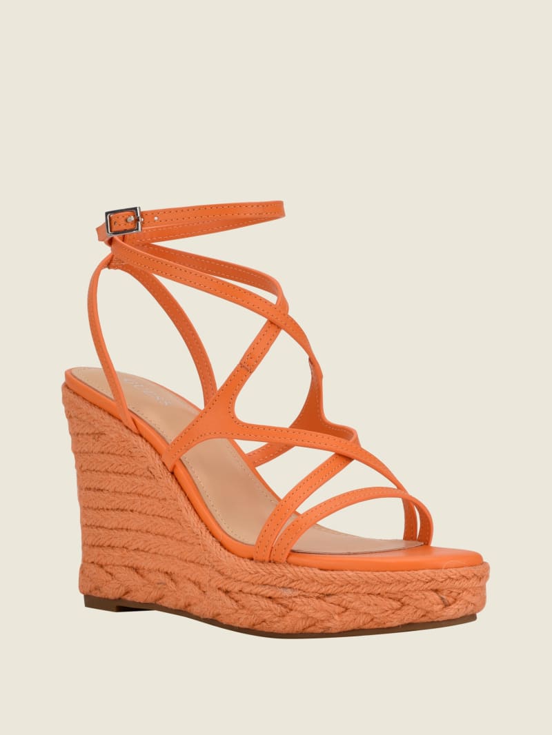 Guess Hirani Strappy Espadrille Women\'s Wedges Orange | 2934-MCIUA