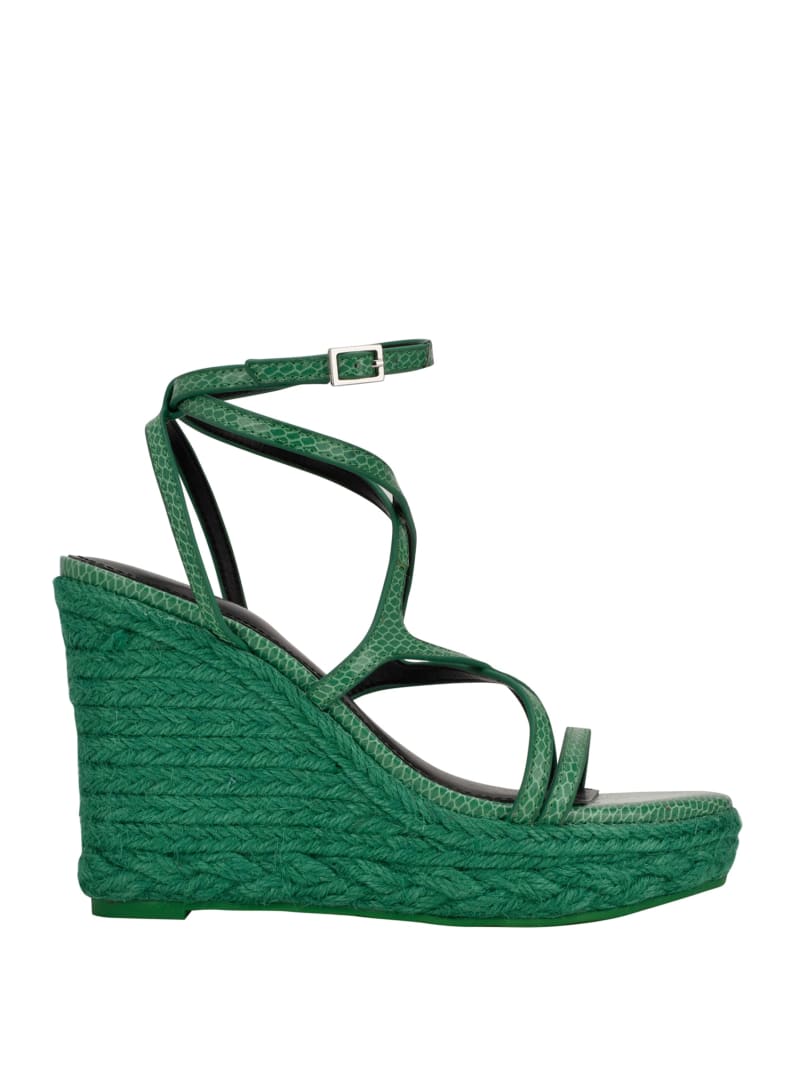 Guess Hirani Strappy Espadrille Women's Wedges Green | 7920-XKMTQ