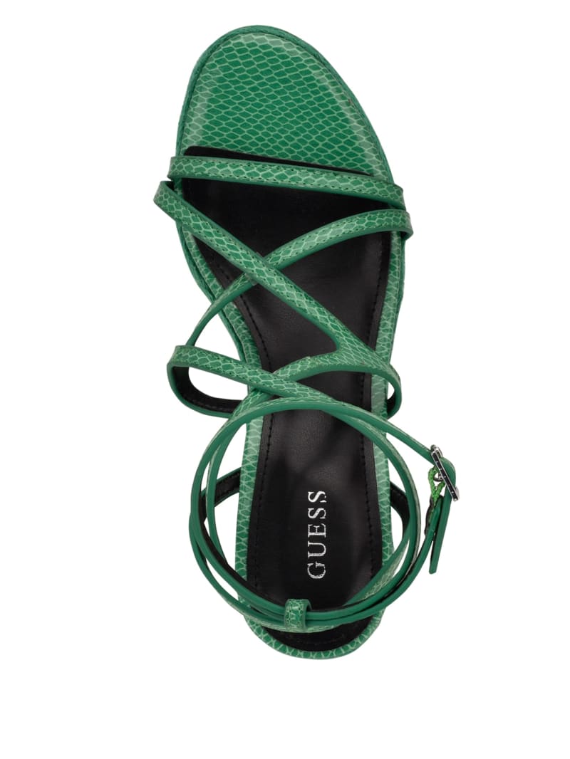 Guess Hirani Strappy Espadrille Women's Wedges Green | 7920-XKMTQ