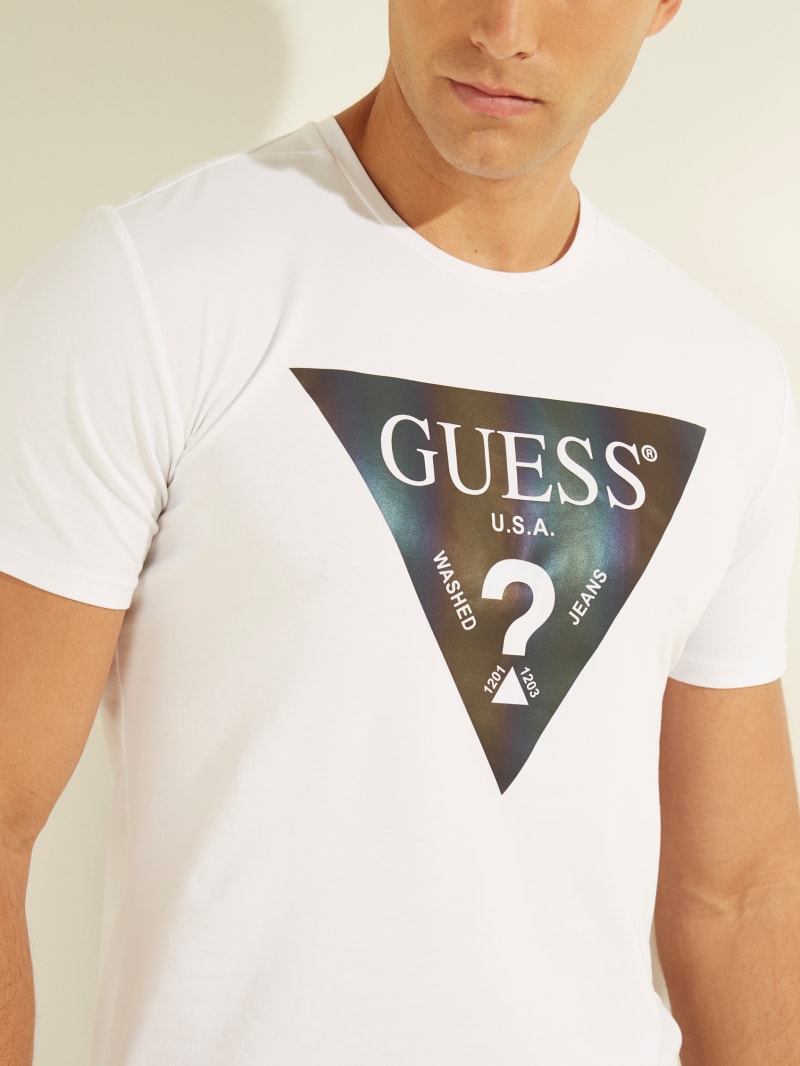 Guess Iridescent Logo Graphic Tee Men's T Shirts White | 6217-JEIGF