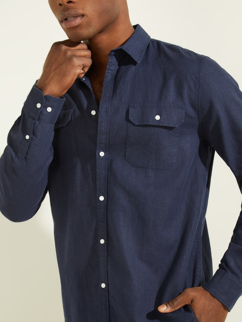 Guess Italian Pocketed Men's Shirts Blue | 3075-XLUPI