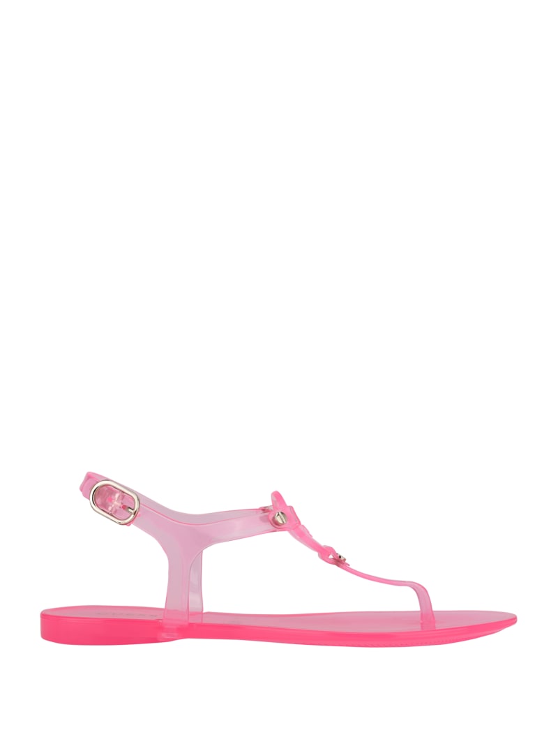 Guess Janica Jelly T-Strap Women's Sandals Light Pink | 6047-EQPOU