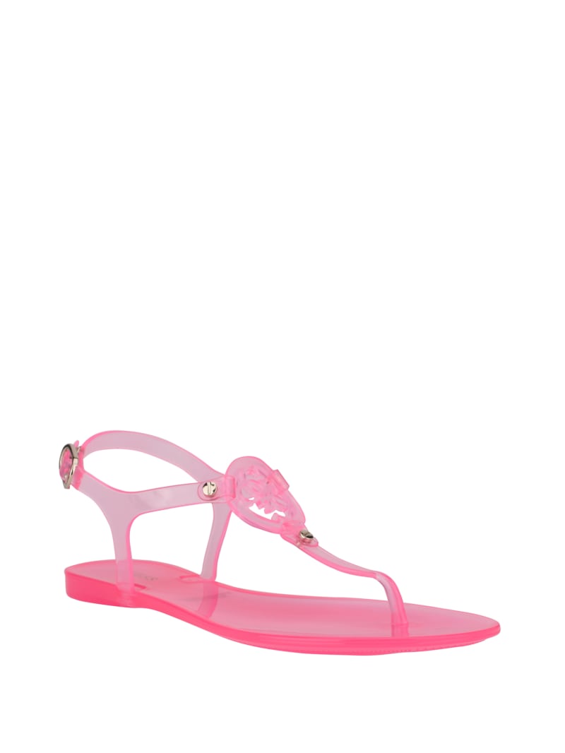 Guess Janica Jelly T-Strap Women\'s Sandals Light Pink | 6047-EQPOU