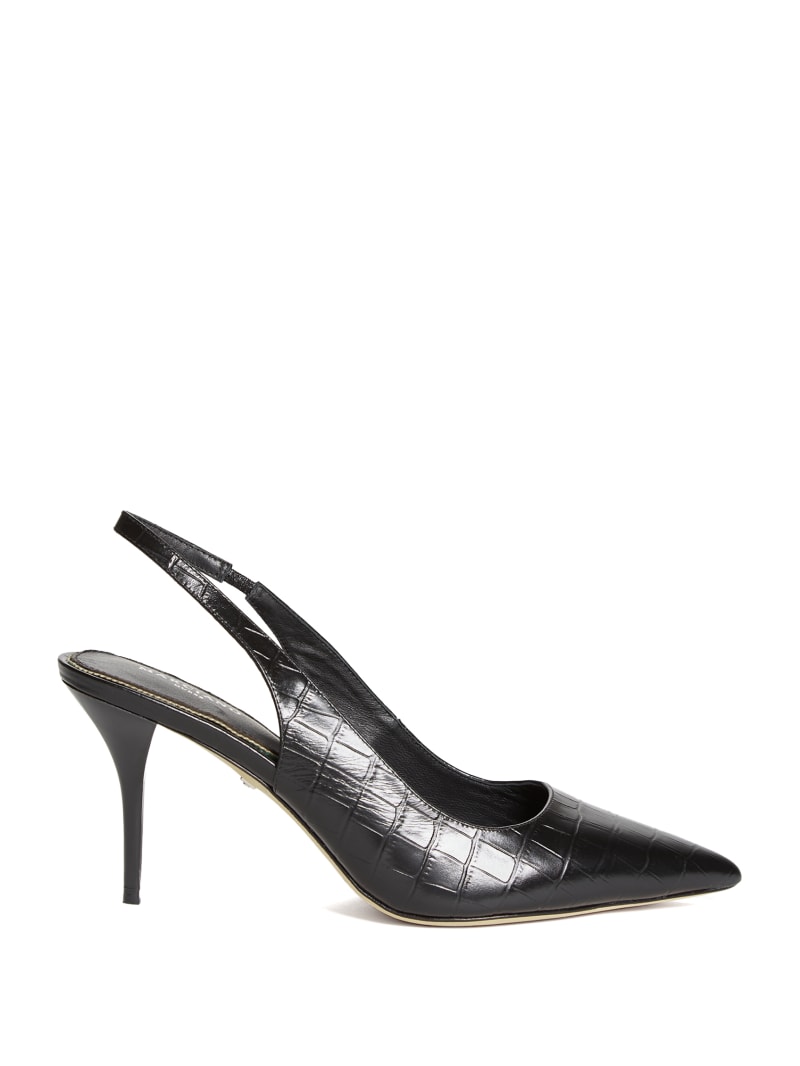 Guess Juna Crocodile Sling Back Women's Heels Black | 6523-WSIBK