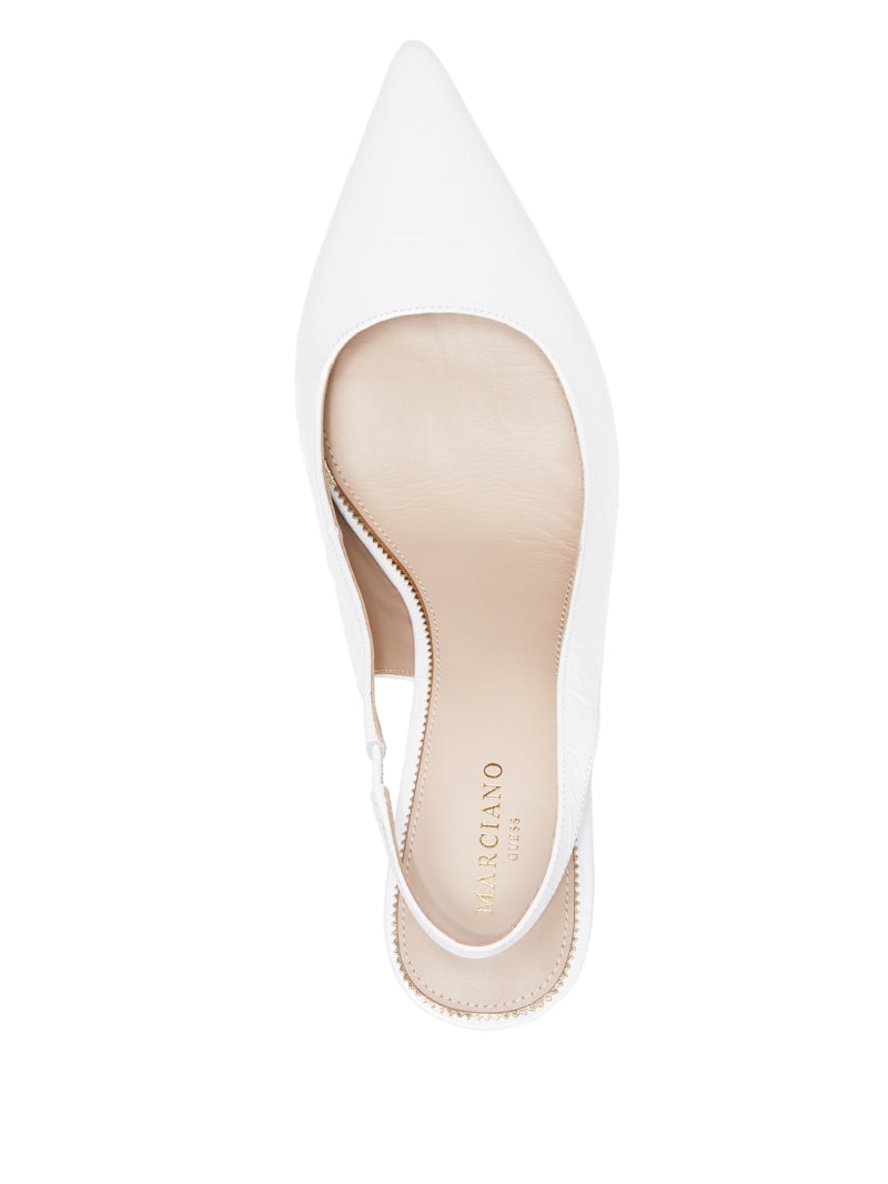 Guess Juna Crocodile Sling Back Women's Heels White | 6981-VWDTH