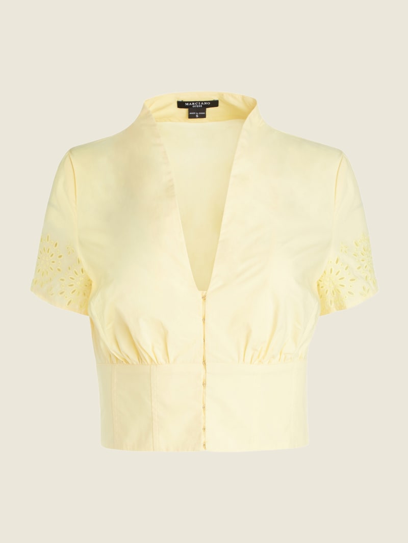 Guess Kaia Poplin Women's Tops Yellow | 3584-DNZXI