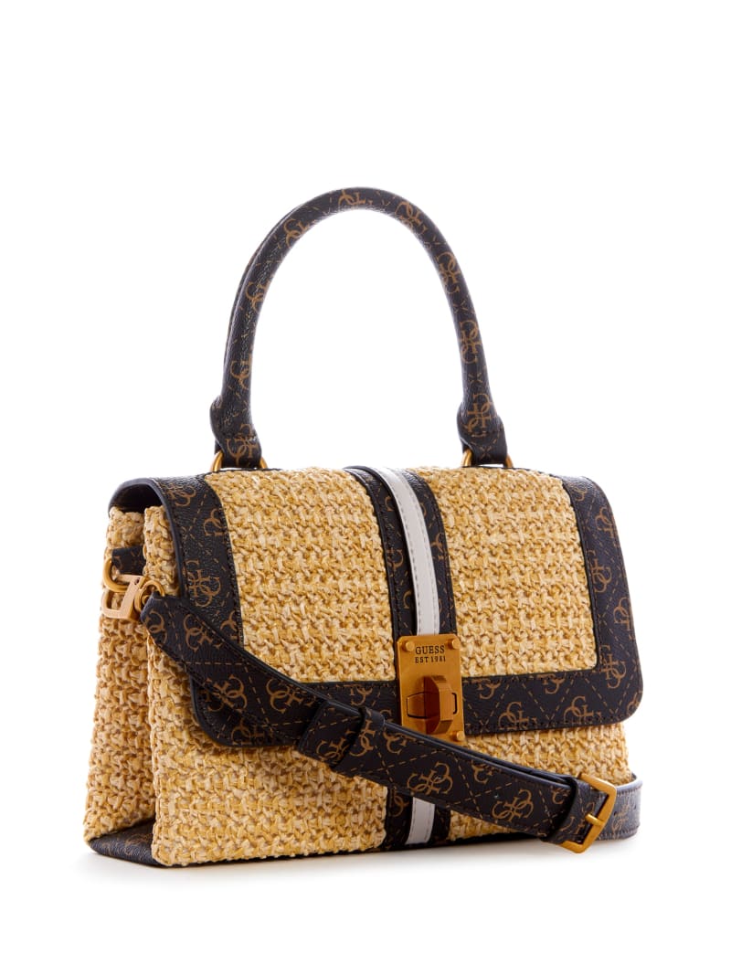 Guess Kasinta Raffia-Handle Women's Satchel Bags Beige | 5319-KCRJZ