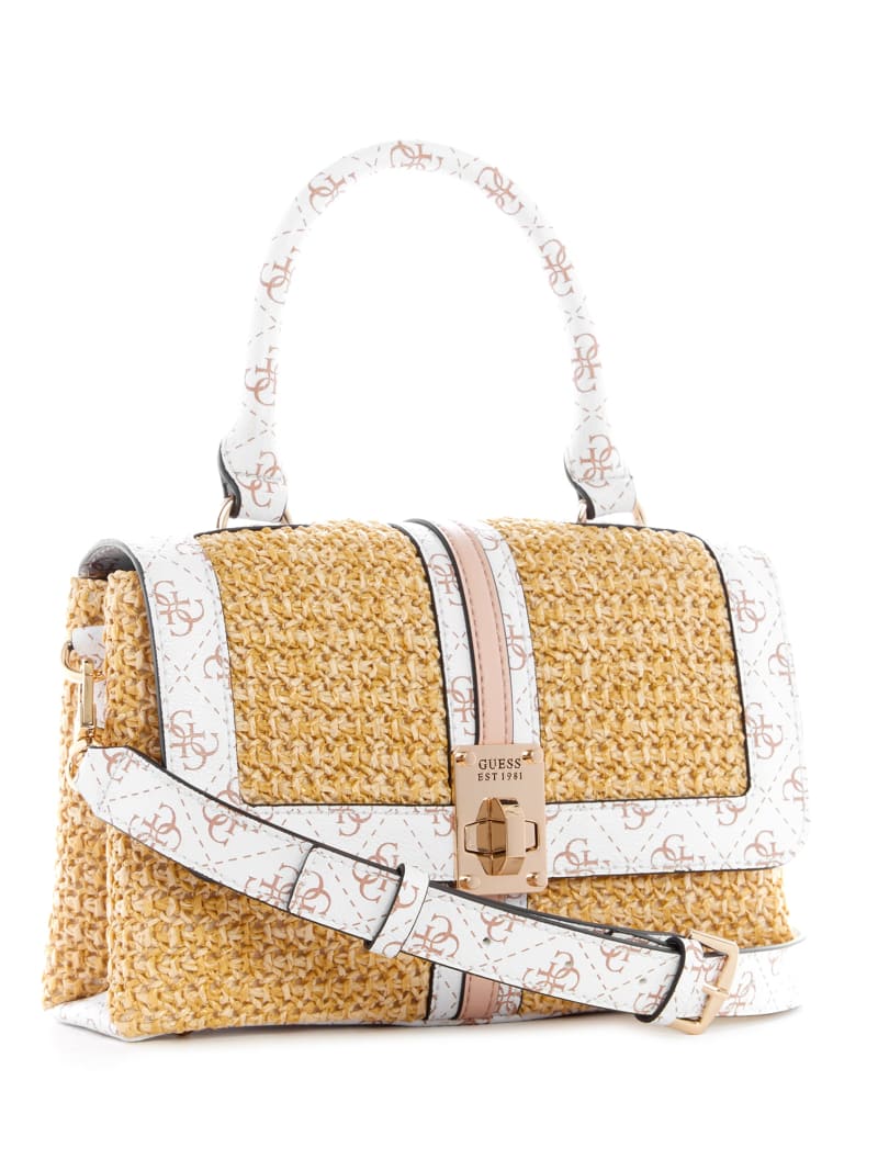 Guess Kasinta Raffia-Handle Women's Satchel Bags Beige | 5892-TRZWN