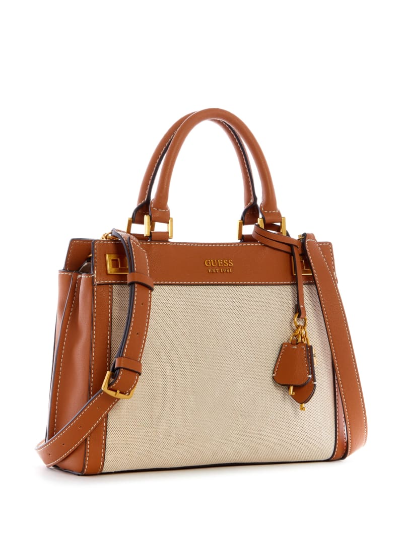 Guess Katey Canvas Luxury Women's Satchel Bags Brown | 7524-WUHJP