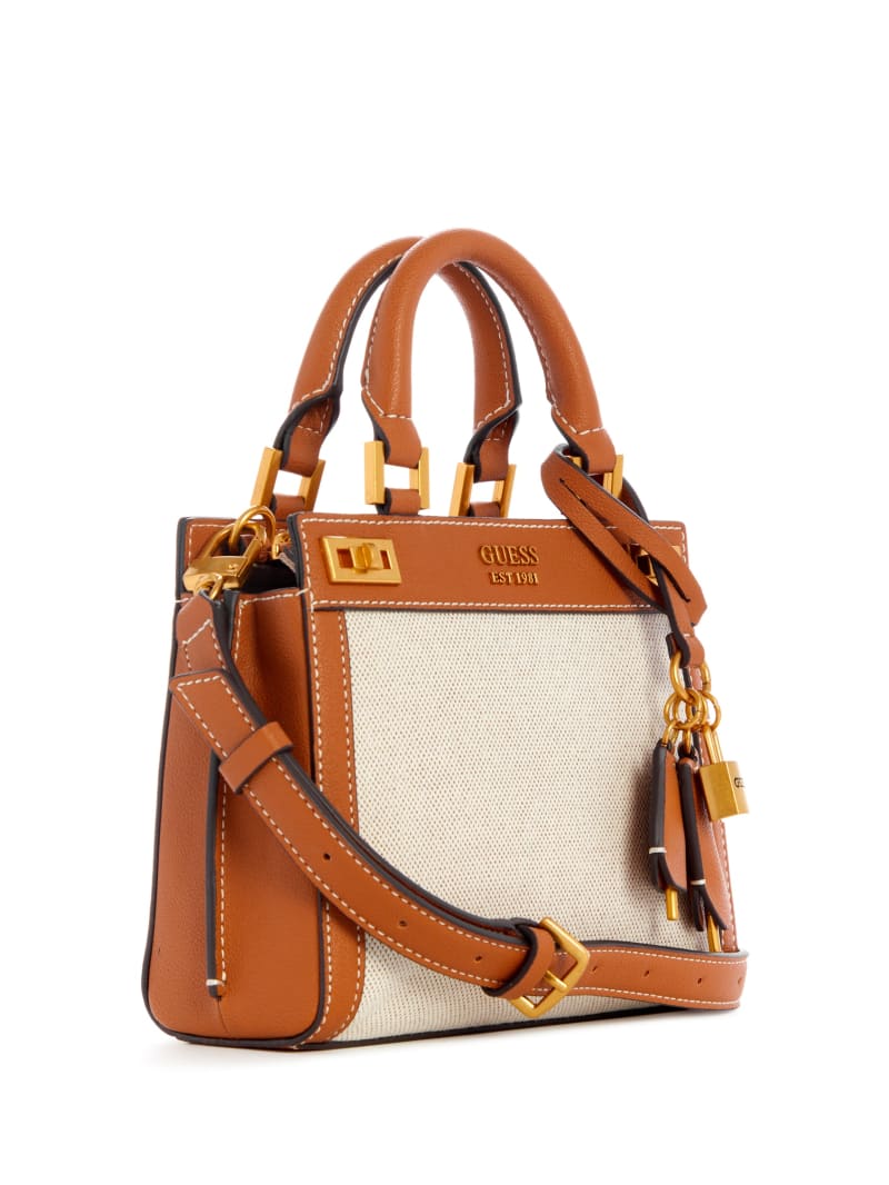 Guess Katey Canvas Women's Satchel Bags Brown | 2058-SJTHR