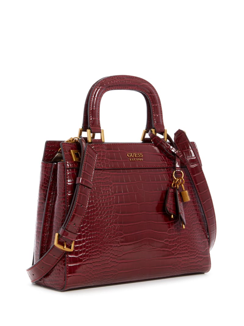 Guess Katey Croc Luxury Women's Satchel Bags Burgundy | 8625-EHTKF