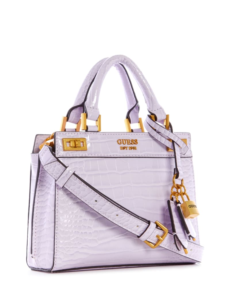 Guess Katey Croc Women's Satchel Bags Purple | 5462-KIASB