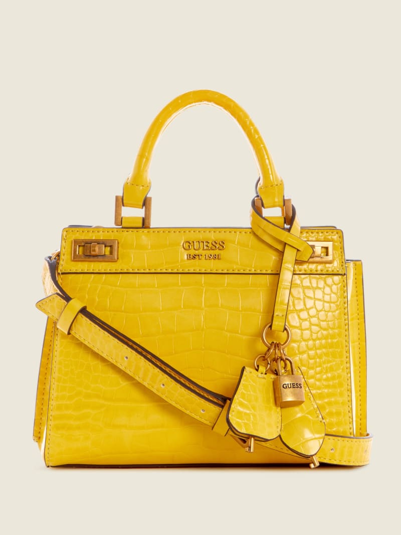 Guess Katie Croc Women\'s Satchel Bags Yellow | 5618-ZWDVM