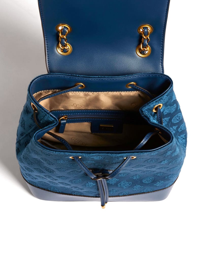 Guess Kimi Velvet Women's Backpacks Navy | 3574-DAVWP