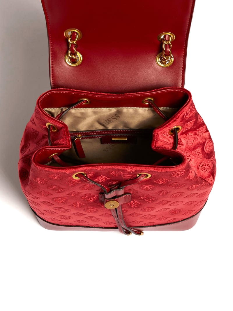 Guess Kimi Velvet Women's Backpacks Red | 8142-SIYMZ