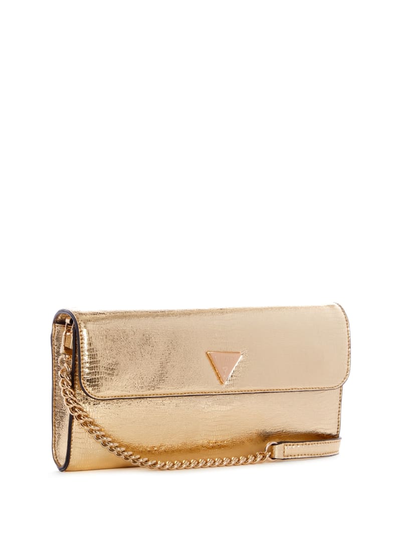 Guess Kyla Metallic Clutch Women's Crossbody Bags Gold | 9583-THKUY