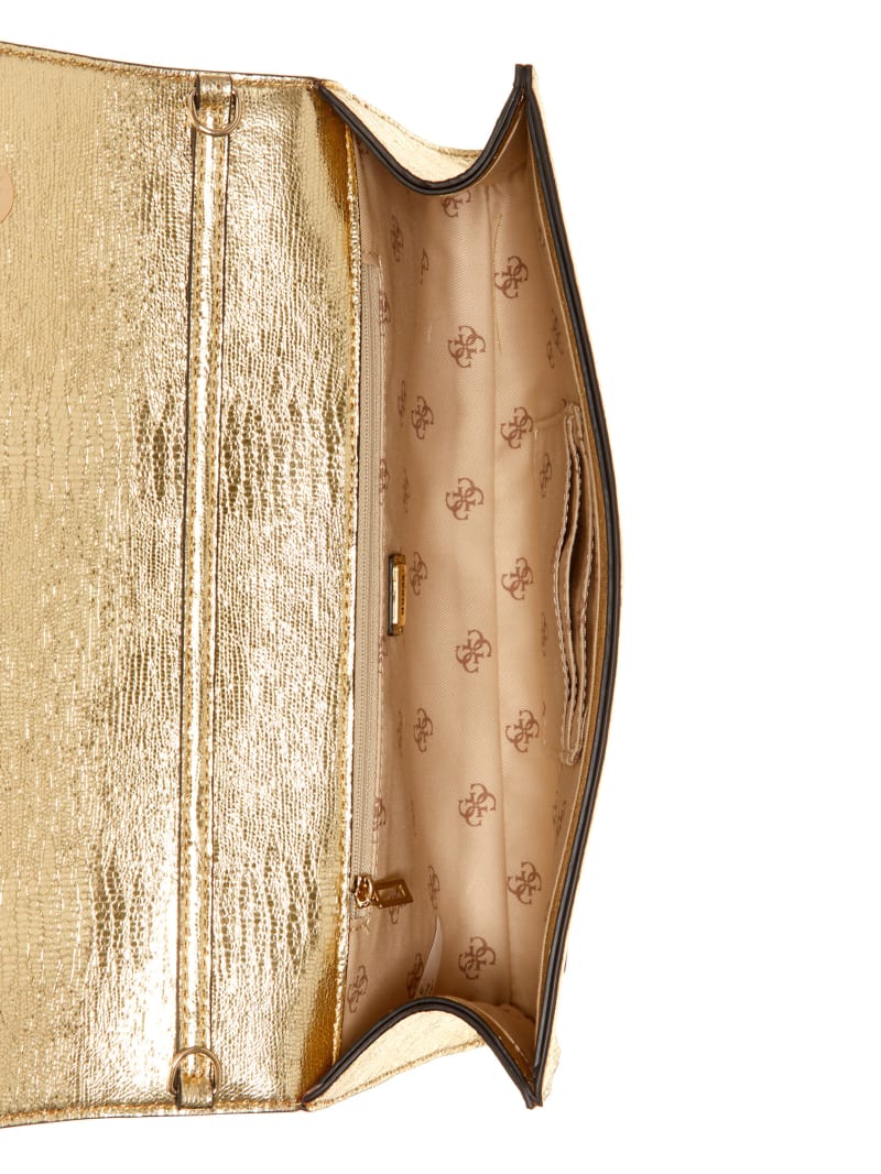 Guess Kyla Metallic Clutch Women's Crossbody Bags Gold | 9583-THKUY