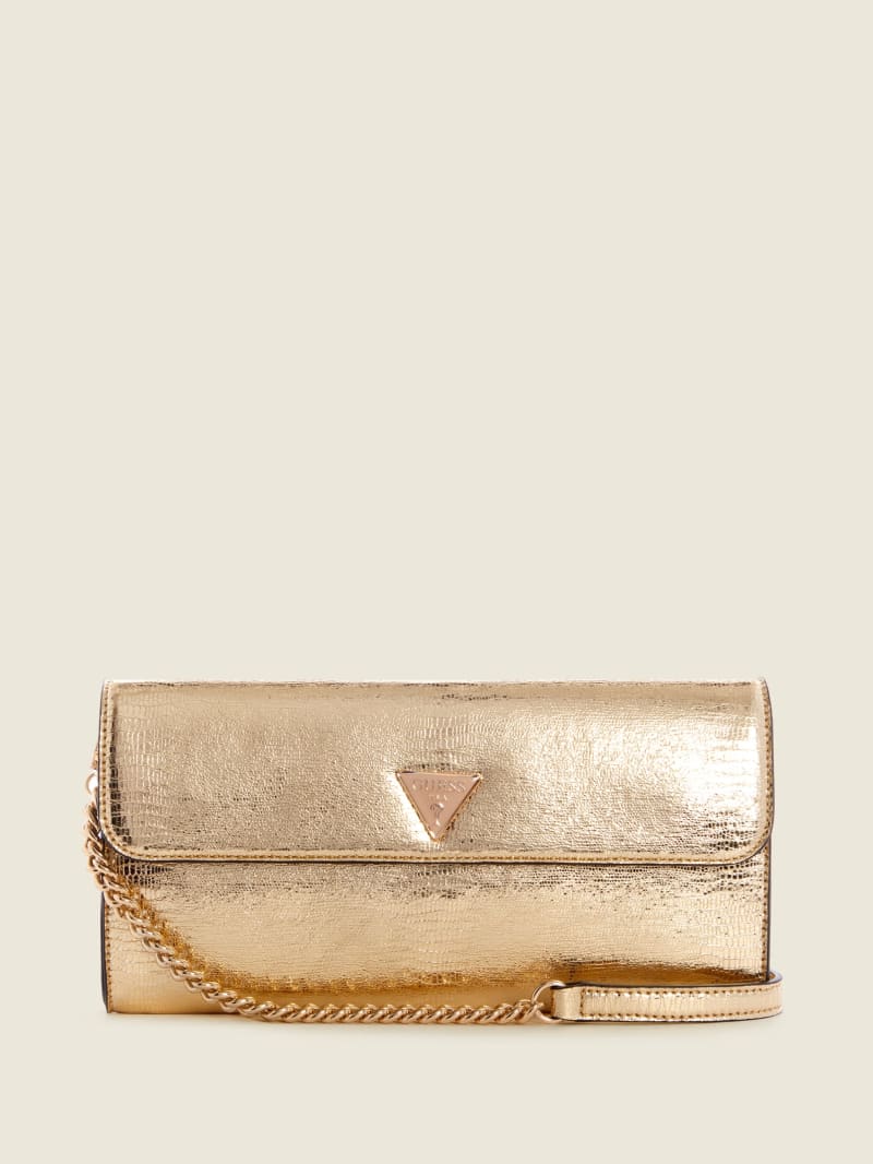 Guess Kyla Metallic Clutch Women\'s Crossbody Bags Gold | 9583-THKUY